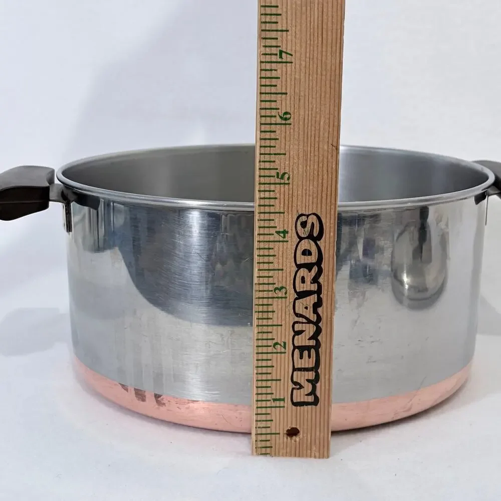 Revere Ware 1801 4 1/2 Qt Stainless Steel Stock Pot with Lid Double Ring Stamp